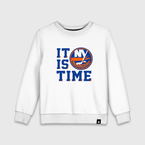 Детский свитшот хлопок с принтом It Is New York Islanders Time Нью Йорк Айлендерс, вид спереди #2