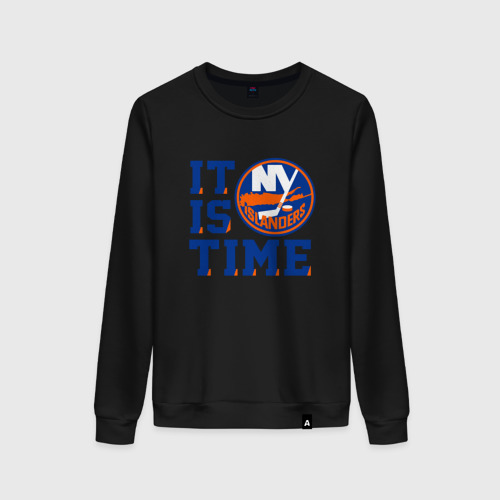 Женский свитшот хлопок с принтом It Is New York Islanders Time Нью Йорк Айлендерс, вид спереди #2