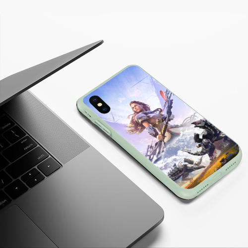 Чехол для iPhone XS Max матовый Элой на горизонте, цвет салатовый - фото 5