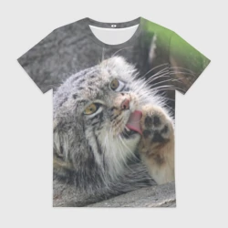 Женская футболка 3D Манул Лапка