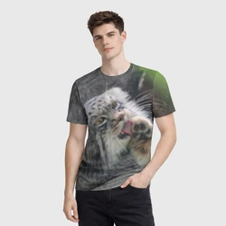 Мужская футболка 3D Манул Лапка - фото 2