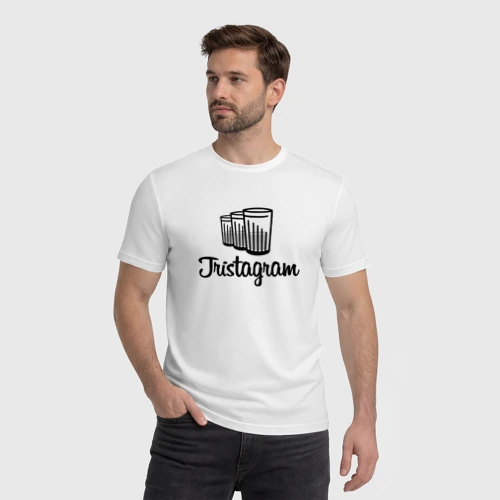 Мужская футболка хлопок с принтом Tristagram - триста грамм, фото на моделе #1