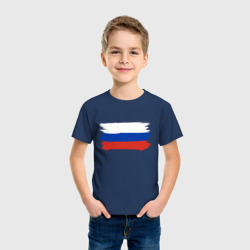 Футболка с принтом Я-Россия для ребенка, вид на модели спереди №2. Цвет основы: темно-синий