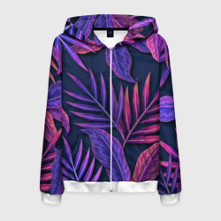 Мужская толстовка 3D на молнии Neon Tropical Plants pattern