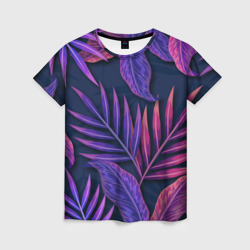 Женская футболка 3D Neon Tropical Plants pattern