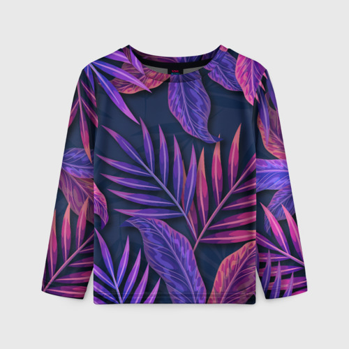 Детский лонгслив 3D Neon Tropical Plants pattern, цвет 3D печать