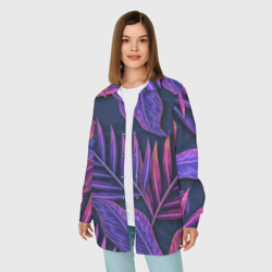 Женская рубашка oversize 3D Neon Tropical Plants pattern - фото 2