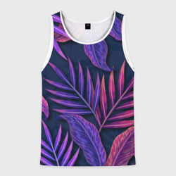 Мужская майка 3D Neon Tropical Plants pattern