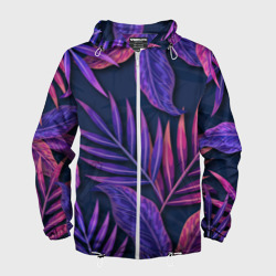 Мужская ветровка 3D Neon Tropical Plants pattern