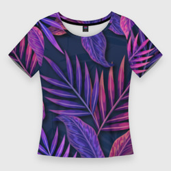 Женская футболка 3D Slim Neon Tropical Plants pattern