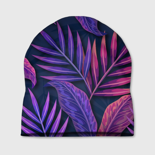 Шапка 3D Neon Tropical Plants pattern