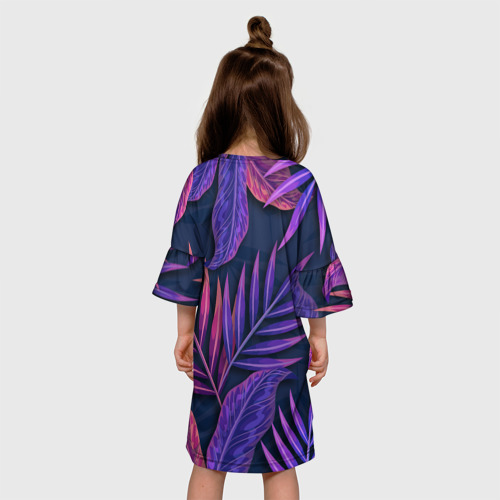 Детское платье 3D Neon Tropical Plants pattern, цвет 3D печать - фото 5