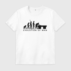 Мужская футболка хлопок Эволюция человека бильярдист