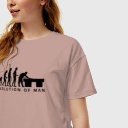 Женская футболка хлопок Oversize Эволюция человека бильярдист - фото 2