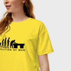 Женская футболка хлопок Oversize Эволюция человека бильярдист - фото 2