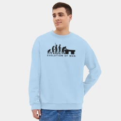 Мужской свитшот oversize без начеса хлопок Эволюция человека бильярдист - фото 2
