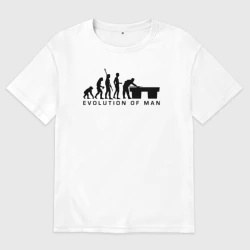 Женская футболка хлопок Oversize Эволюция человека бильярдист