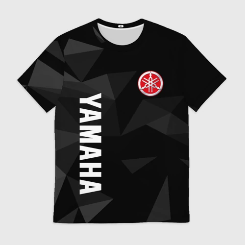Мужская футболка 3D с принтом Yamaha серая геометрия, вид спереди #2