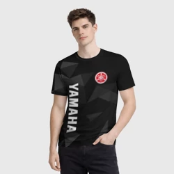 Мужская футболка 3D Yamaha серая геометрия - фото 2