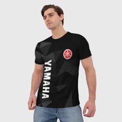 Мужская футболка 3D Yamaha серая геометрия - фото 2