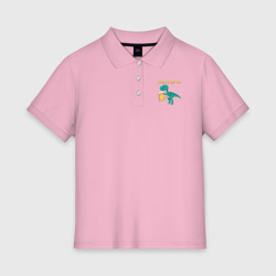 Женское поло хлопок Довольный пивозаврик