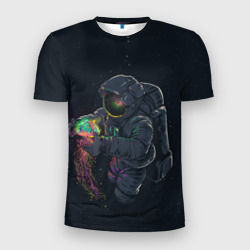 Мужская футболка 3D Slim Космонавт и медуза