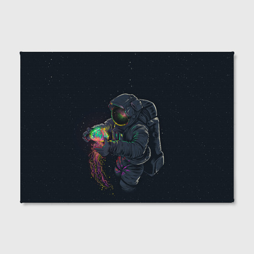 Холст прямоугольный Космонавт и медуза, цвет 3D печать - фото 2