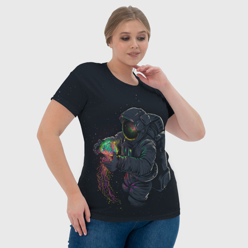 Женская футболка 3D Космонавт и медуза, цвет 3D печать - фото 6