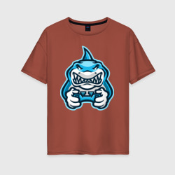 Женская футболка хлопок Oversize Shark player