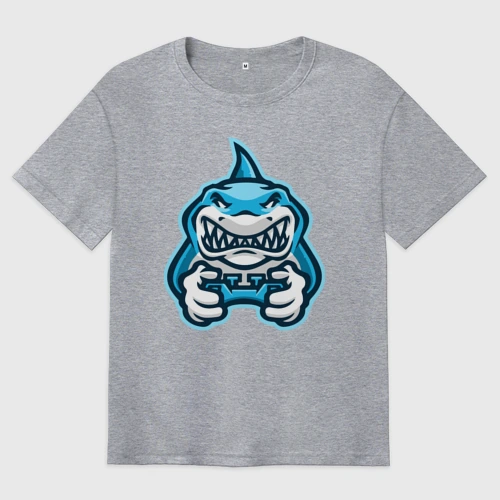 Мужская футболка хлопок Oversize Shark player