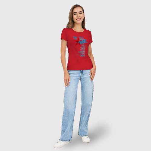Женская футболка хлопок Slim Перехватчик Миг-31, цвет красный - фото 5
