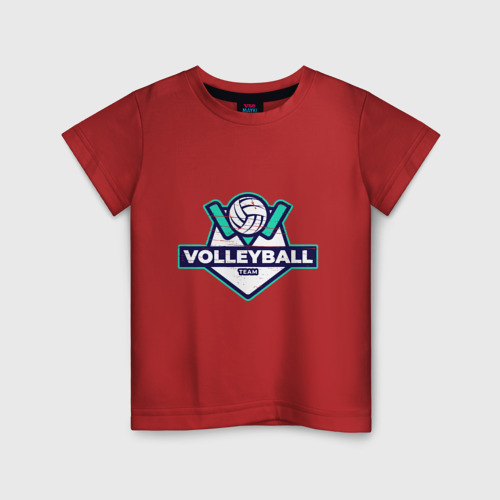 Детская футболка хлопок с принтом Volleyball - Club, вид спереди #2