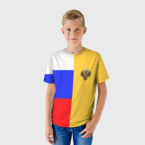 Детская футболка 3D с принтом Имперское знамя | ТРИКОЛОР, фото на моделе #1