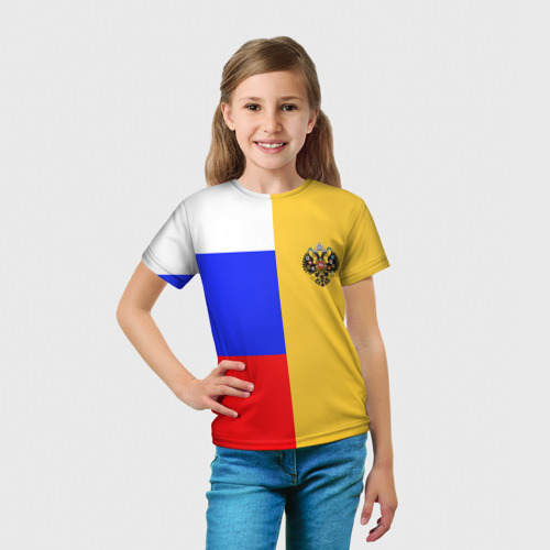 Детская футболка 3D с принтом Имперское знамя | ТРИКОЛОР, вид сбоку #3