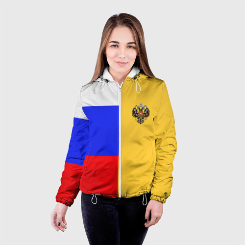 Женская куртка 3D с принтом Имперское знамя триколор, фото на моделе #1