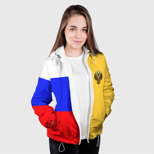 Женская куртка 3D с принтом Имперское знамя триколор, вид сбоку #3