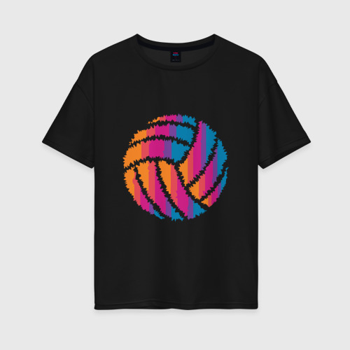Женская футболка хлопок Oversize Ball Volleyball, цвет черный