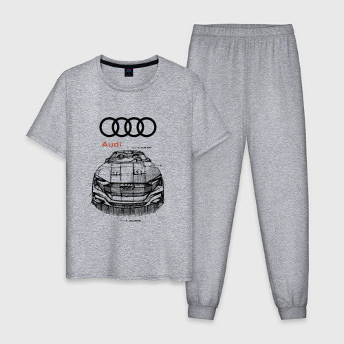 Мужская пижама хлопок с принтом Audi / Sketch / Concept, вид спереди #2