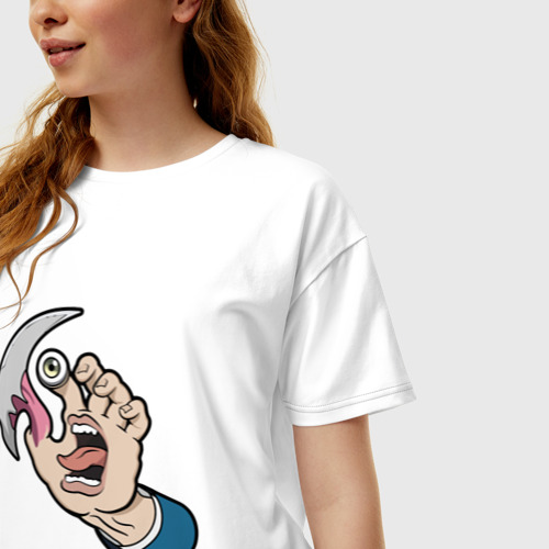 Женская футболка хлопок Oversize Кричащий Миги - фото 3