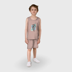 Детская пижама с шортами хлопок Черная змея в листьях - фото 2