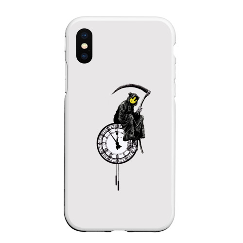 Чехол для iPhone XS Max матовый Banksy. Grim Reaper, цвет белый