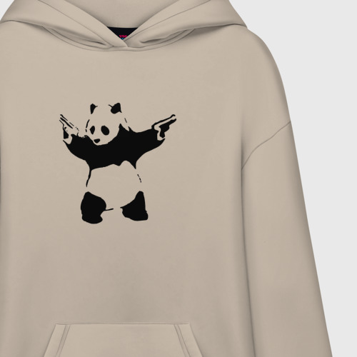 Худи SuperOversize хлопок Banksy. Panda with Guns, цвет миндальный - фото 3