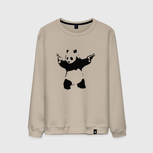 Мужской свитшот хлопок Banksy. Panda with Guns, цвет миндальный