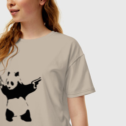 Женская футболка хлопок Oversize Banksy. Panda with Guns - фото 2