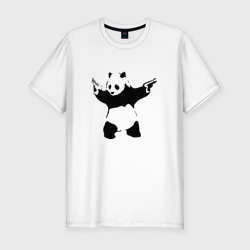 Мужская футболка хлопок Slim Banksy. Panda with Guns