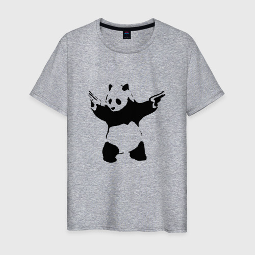 Мужская футболка хлопок Banksy. Panda with Guns, цвет меланж