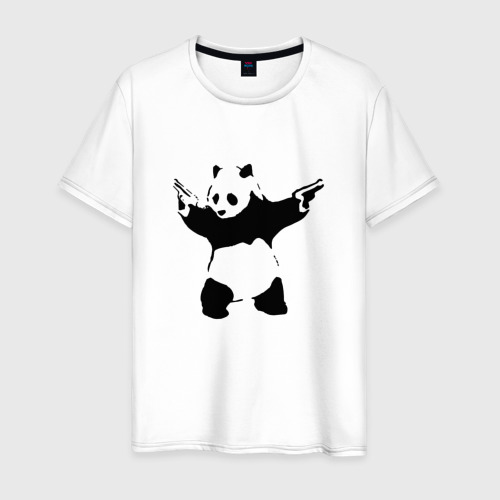 Мужская футболка хлопок Banksy. Panda with Guns, цвет белый