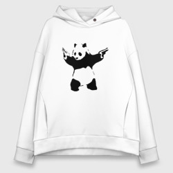 Женское худи Oversize хлопок Banksy. Panda with Guns