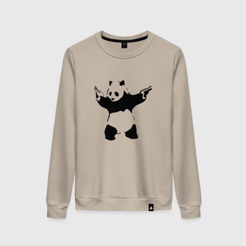 Женский свитшот хлопок Banksy. Panda with Guns, цвет миндальный