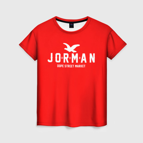 Женская футболка 3D с принтом Узор Red Jorman Air (Dope Street Market), вид спереди #2
